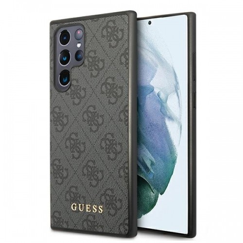 Guess GUHCS22LG4GFGR S22 Ultra S908 szary|grey hard case 4G Metal Gold Logo image 1