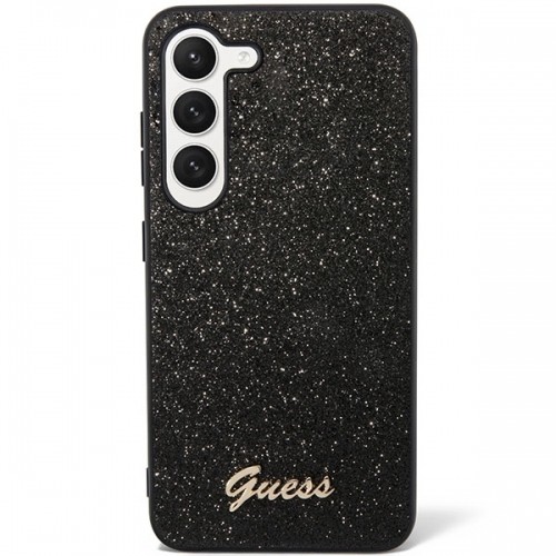 Guess PC|TPU Glitter Flakes Metal Logo Case for Samsung Galaxy S23 Black image 1