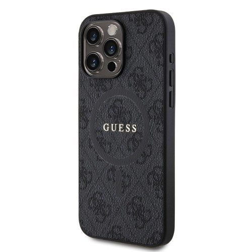 Guess PU Leather 4G Colored Ring MagSafe Case for iPhone 15 Pro Max Black image 1