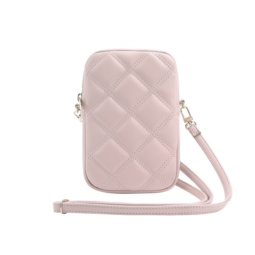 Guess PU Quilted 4G Metal Logo Wallet Phone Bag Zipper Pink image 1
