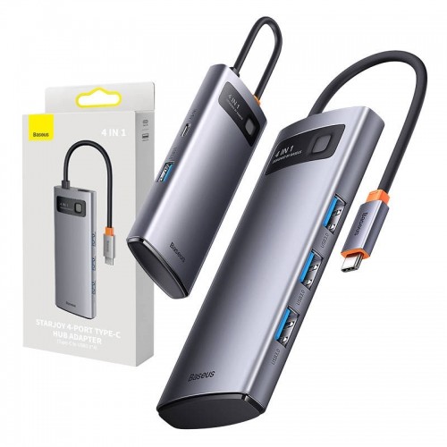 Hub 4in1 Baseus Metal Gleam Series, USB-C to 4x USB 3.0 image 1