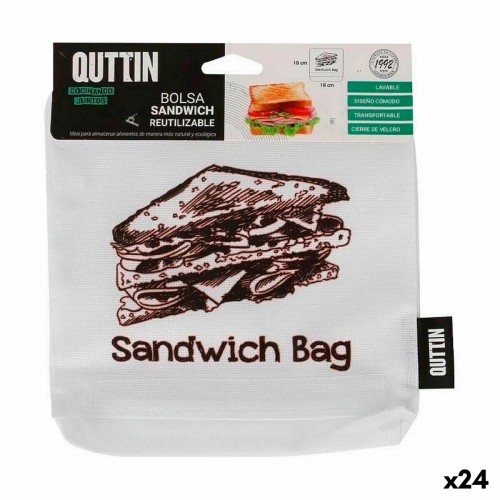 Reusable Food Bag Quttin Sandwich 18 x 18 x 2 cm (24 Units) image 1