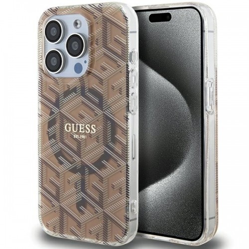 Guess GUHMP15XHGCUSTGW iPhone 15 Pro Max 6.7" brązowy|brown hardcase IML GCube MagSafe image 1