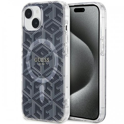 Guess GUHMP15SHGCUSTGK iPhone 15 | 14 | 13 6.1" czarny|black hardcase IML GCube MagSafe image 1