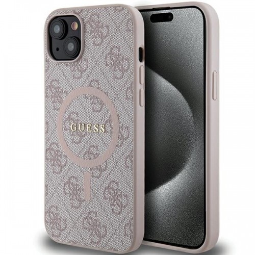 Guess GUHMP15SG4GFRP iPhone 15 | 14 | 13 6.1" różowy|pink hardcase 4G Collection Leather Metal Logo MagSafe image 1