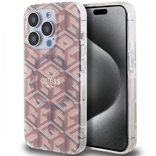 Guess GUHMP15LHGCUSTGP iPhone 15 Pro 6.1" różowy|pink hardcase IML GCube MagSafe image 1