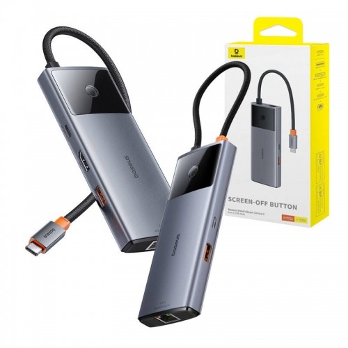 Hub 6in1 Baseus Metal Gleam 2 Series, USB-C to 2xUSB 3.0 +USB-C + HDMI + USB-C PD + Ethernet RJ45 image 1