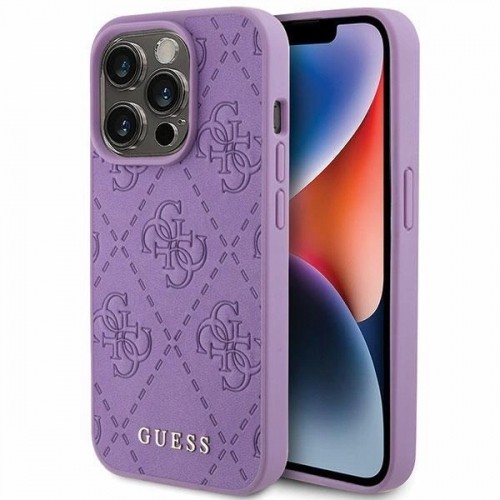 Guess Leather 4G Stamped case for iPhone 15 Pro - purple image 1