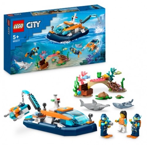LEGO City 60377 Explorer Diving Boat Konstruktors image 1