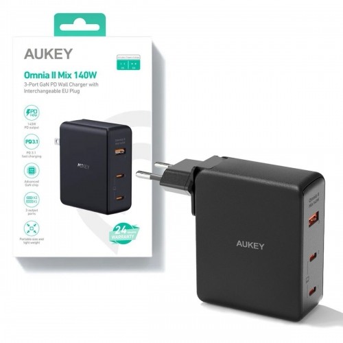 Sienas Lādētājs Aukey PA-B7O Melns 140 W image 1