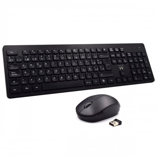 Keyboard and Wireless Mouse Ewent EW3256 2.4 GHz Black Spanish Qwerty QWERTY image 1