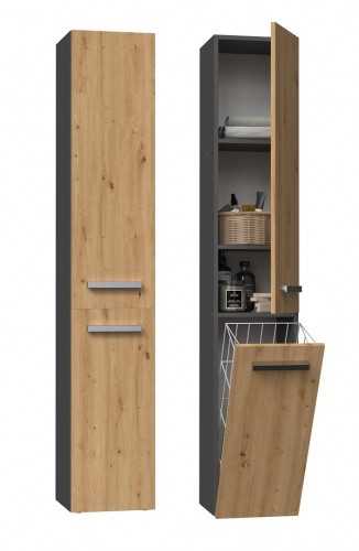 Top E Shop Topeshop NEL IV ANT/ART bathroom storage cabinet Graphite, Oak image 1
