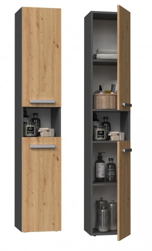 Top E Shop Topeshop NEL I ANT/ART bathroom storage cabinet Graphite, Oak image 1