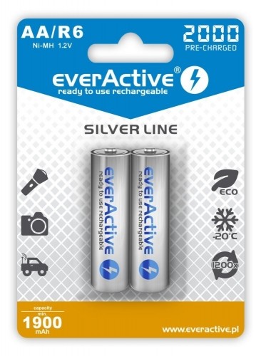 Rechargeable batteries everActive Ni-MH R6 AA 2000 mAh Silver Line - 2 pieces image 1