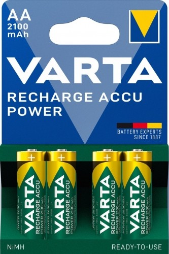 VARTA HR6 AA Recharge Accu Power 2100 mAh 56706 Rechargeable batteries 4 pc(s) Green, Yellow image 1