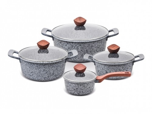 PROMIS Set of pots GRANITE, saucepan 16 cm, pots 20,24,28 brown handles image 1
