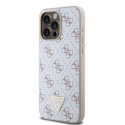 Guess PU Leather 4G Triangle Metal Logo Case for iPhone 15 Pro Max White image 1