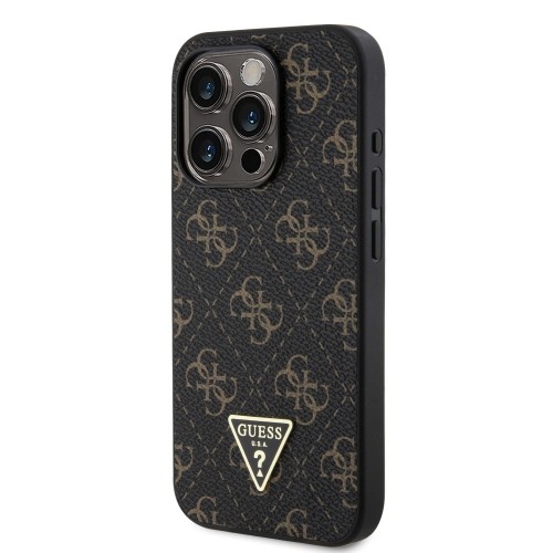 Guess PU Leather 4G Triangle Metal Logo Case for iPhone 15 Pro Black image 1