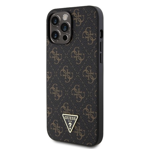 Guess PU Leather 4G Triangle Metal Logo Case for iPhone 13 Pro Max Black image 1
