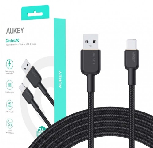 AUKEY CB-NAC2 USB-C Type-C Power Delivery PD 60W 3A 1.8m Nylon Black image 1