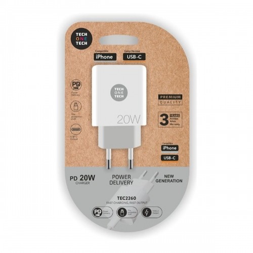 Сетевое зарядное устройство Tech One Tech USB-C Белый 20 W image 1