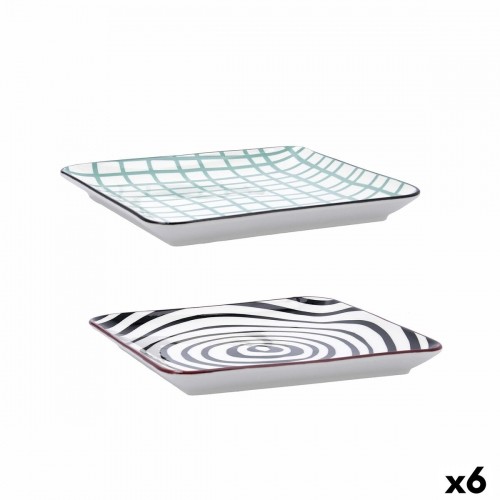 Snack tray Bidasoa Zigzag Multicolour Ceramic 21 x 21 cm (6 Units) image 1