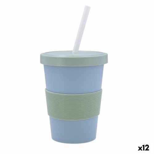 Cup with Straw Quid Inspira With lid 480 ml Blue Plastic (12 Units) image 1