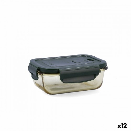 Герметичная коробочка для завтрака Bidasoa Infinity Прямоугольный 370 ml Жёлтый Cтекло (12 штук) image 1