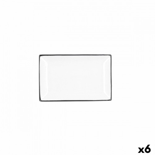 Snack tray Quid Gastro White Black Ceramic 20 x 13 x 2 cm (6 Units) image 1