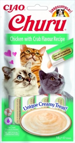INABA Churu Chicken with Crab Recipe - cat treats - 4x14 g image 1