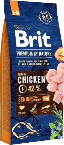 BRIT Premium by Nature Senior Small&Medium Chicken - dry dog food - 15 kg image 1