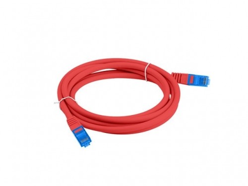 LANBERG PATCHCORD S/FTP CAT.6A 0.5M RED LSZH image 1