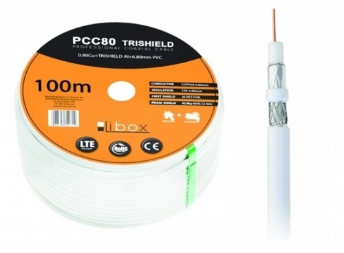 Libox Kabel koncentryczny PCC80 100m coaxial cable RG-6/U White image 1