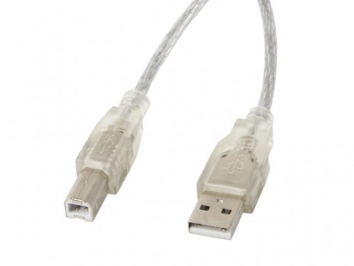 Lanberg CA-USBA-12CC-0018-TR USB cable 1.8 m USB 2.0 USB B Transparent image 1