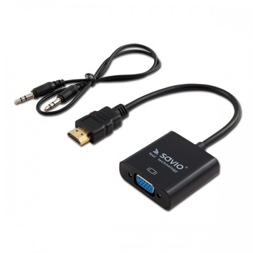 SAVIO HDMI (M) – VGA (F) Adapter with audio CL-23/B Black image 1