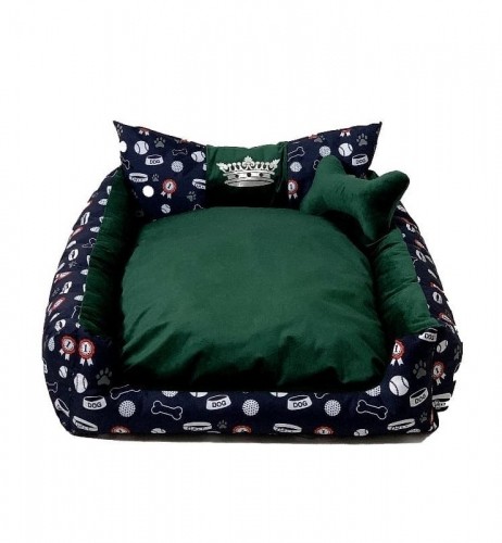 GO GIFT Dog and cat bed XL - green - 100x90x18 cm image 1