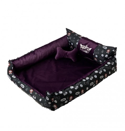 GO GIFT Dog and cat bed XL - purple - 100x90x18 cm image 1