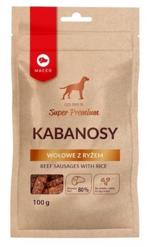 MACED Beef sausages with rice - Dog treat - 100g image 1