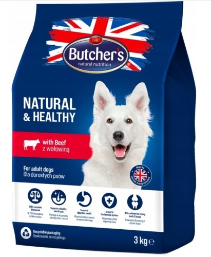 BUTCHER'S Natural&Healthy with beef - dry dog food - 3 kg image 1