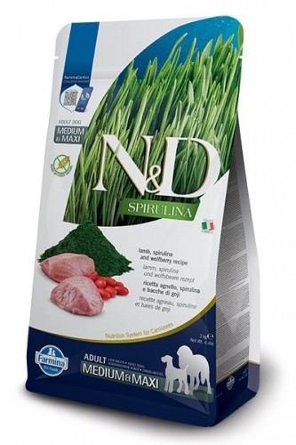 FARMINA N&D Spirulina Lamb Adult MED/MAXI - dry dog food - 7 kg image 1