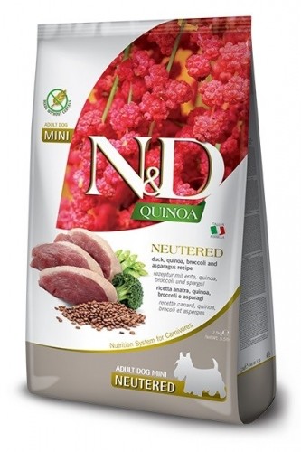 FARMINA N&D Quinoa Dog Duck, Broccoli, Asparagus Neutered Adult Mini - dry dog food - 2.5 kg image 1