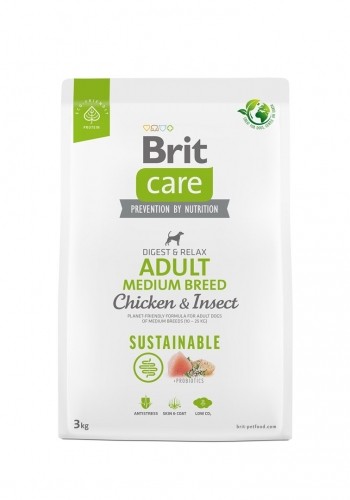 BRIT Care Dog Sustainable Adult Medium Breed Chicken & Insect - dry dog food - 3 kg image 1