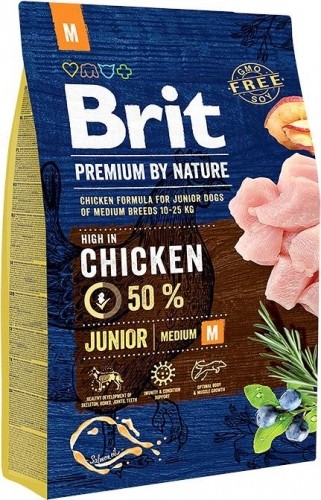 BRIT Premium by Nature Junior M Chicken - dry dog food - 3 kg image 1