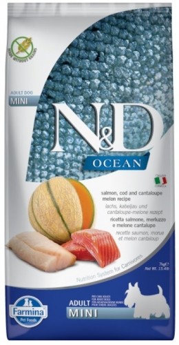 FARMINA N&D Ocean Dog Salmon, Cod, Cantaloupe, Melon Adult Mini - dry dog food - 7 kg image 1