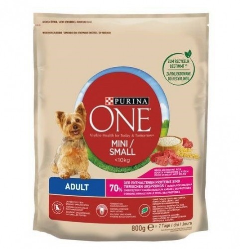 Purina Nestle PURINA One Mini Adult Beef, Rice - Dry Dog Food - 800 g image 1