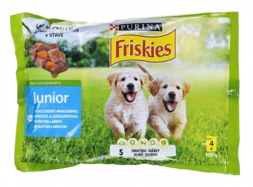 Purina Nestle FRISKIES Junior Chicken with Carrots - wet dog food - 4x100g image 1