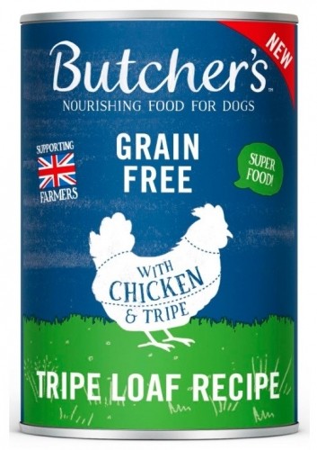 BUTCHER'S Original Tripe Chicken and Rumen Pate - wet dog food - 400g image 1