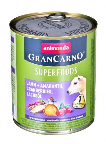 ANIMONDA GranCarno Superfoods flavor: lamb, amaranth, cranberry, salmon oil - 800g can image 1