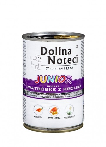 Dolina Noteci Premium Junior rabbit liver rich wet food for medium and large breed puppies - 400g image 1
