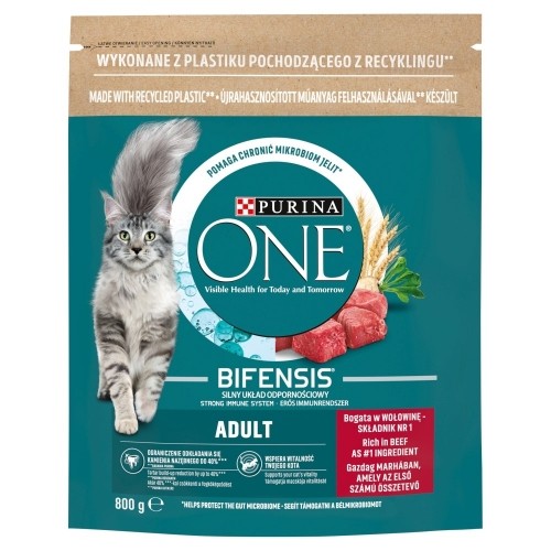 Purina Nestle PURINA One Bifensis Adult Beef - dry cat food - 800 g image 1